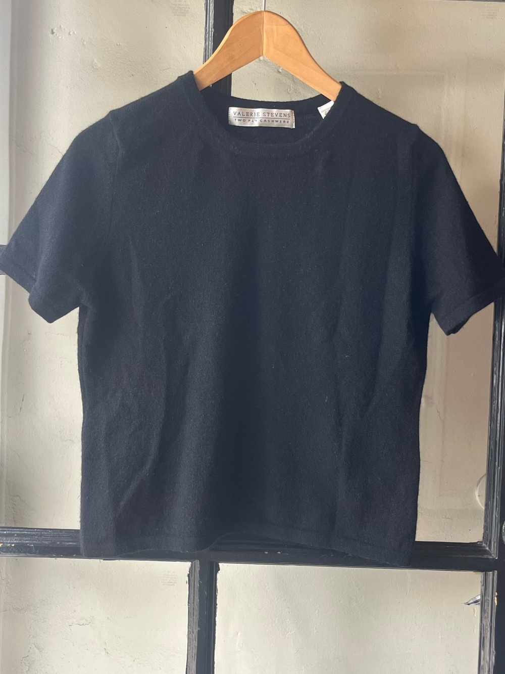 Lovely Vintage 90’s Black Valerie Stevens Two Ply Cashmere Short Sleeve Sweater